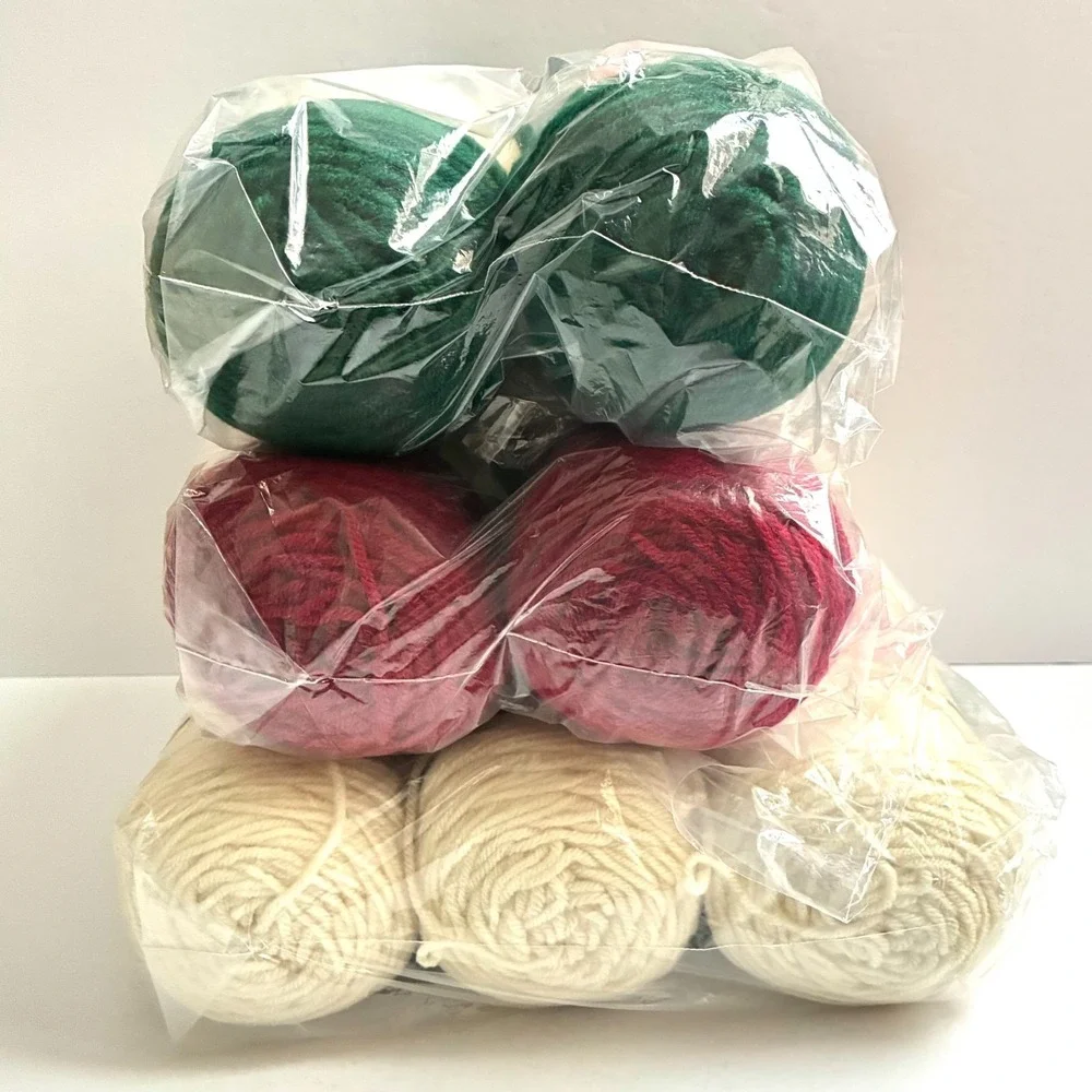 Vintage Herrschners Merry Christmas Knit Afghan Knitting Kit 50x60 Yarn Reindeer
